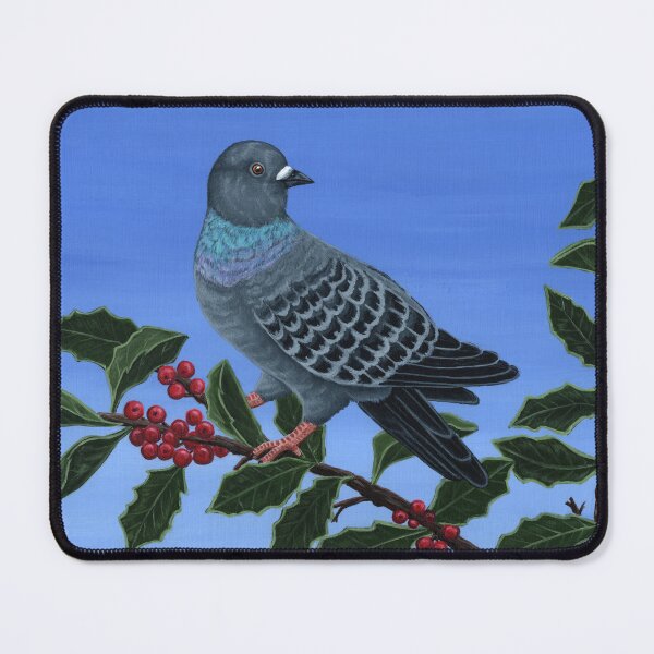 Item preview, Pigeon on Holly Bush designed and sold by WolfySilver.