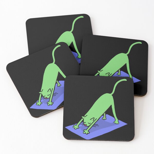 Item preview, Green Downward Facing Dog Cat designed and sold by squigglypaw.