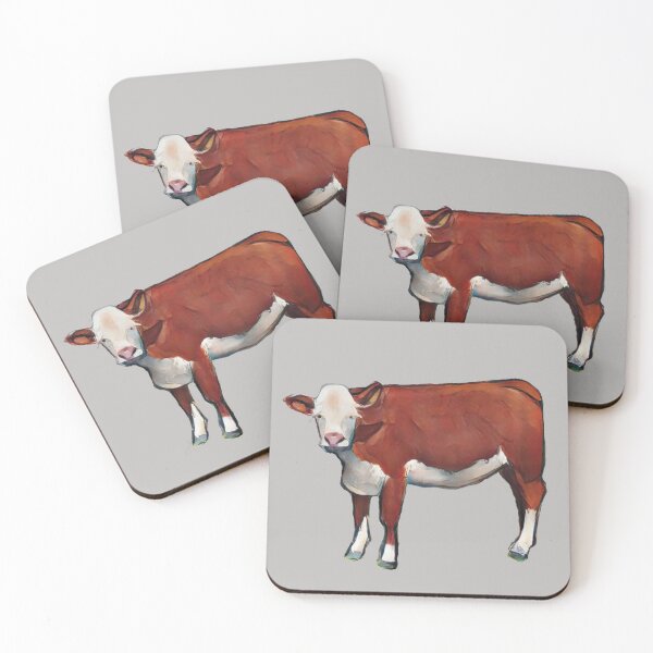 Item preview, Red Hereford Beef Heifer Cow in Pastel, Farm Animal Illustration designed and sold by JoyfulWhimsy.