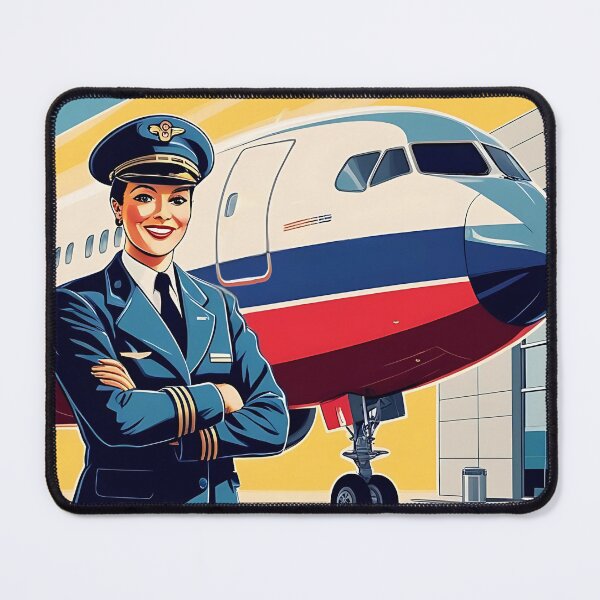 Item preview, Retro Airliner Illustration - Smiling Female Pilot designed and sold by EMairplanes.