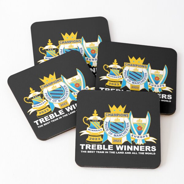Item preview, TREBLE Manchester City Trophies 2023 Champions Winners Europe England Cup designed and sold by MDEO.