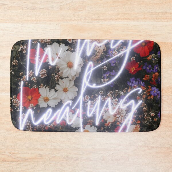 Item preview, In My Healing Era Neon Sign Over Floral Background designed and sold by regnumsaturni.