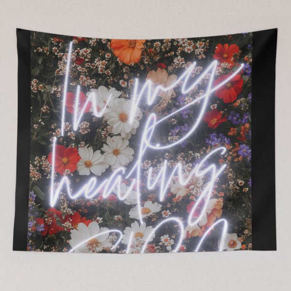 Item preview, In My Healing Era Neon Sign Over Floral Background designed and sold by regnumsaturni.
