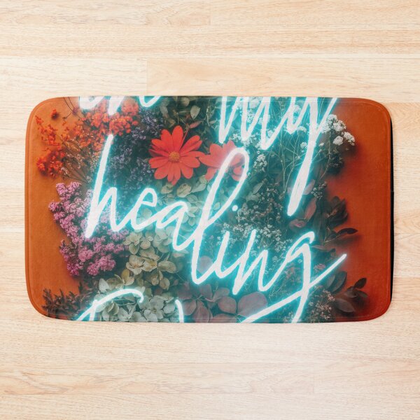 Item preview, In My Healing Era Neon Sign with Floral Background for Self-Care and Growth designed and sold by regnumsaturni.