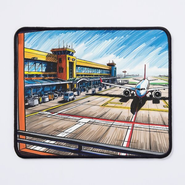 Item preview, Sketch of an Airport View - Parked Airplane at the Terminal designed and sold by EMairplanes.