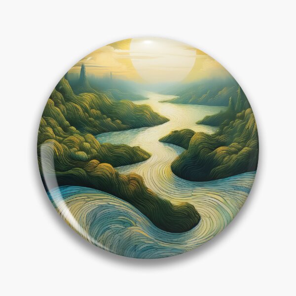 Item preview,  An ethereal landscape with a winding river and floating islands, symbolizing the flow of time. designed and sold by HEMRO.