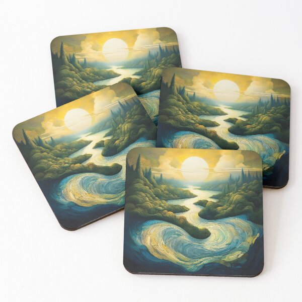 Item preview,  An ethereal landscape with a winding river and floating islands, symbolizing the flow of time. designed and sold by HEMRO.