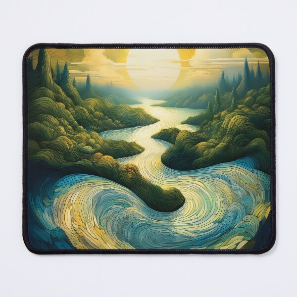Item preview,  An ethereal landscape with a winding river and floating islands, symbolizing the flow of time. designed and sold by HEMRO.