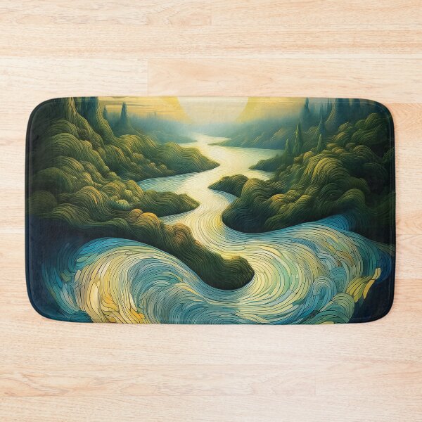 Item preview,  An ethereal landscape with a winding river and floating islands, symbolizing the flow of time. designed and sold by HEMRO.
