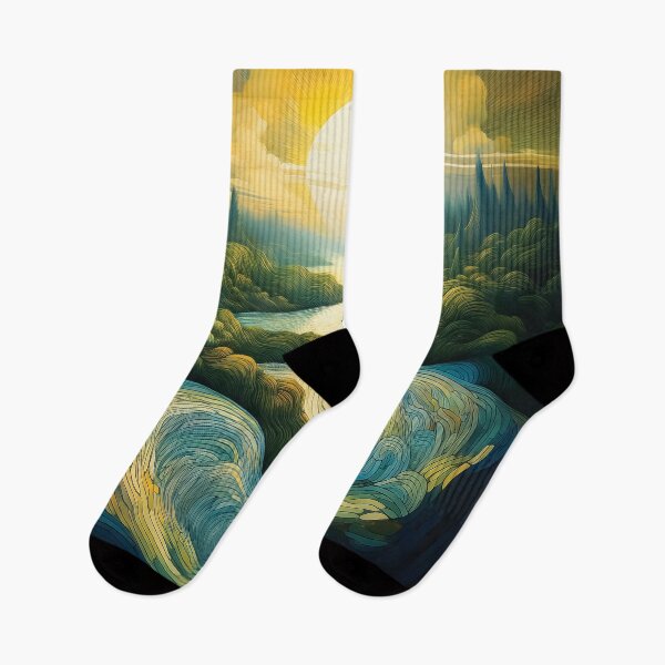Item preview,  An ethereal landscape with a winding river and floating islands, symbolizing the flow of time. designed and sold by HEMRO.
