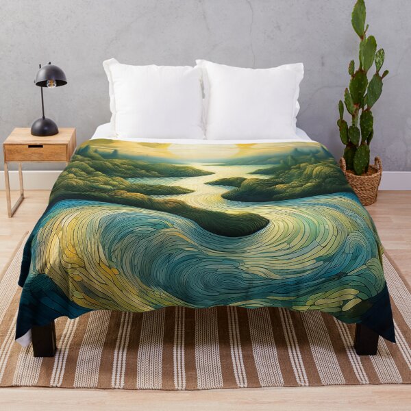 Item preview,  An ethereal landscape with a winding river and floating islands, symbolizing the flow of time. designed and sold by HEMRO.