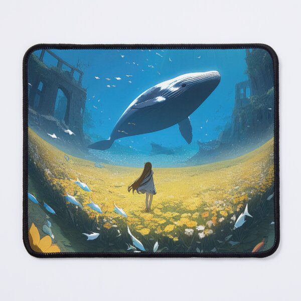 Item preview, Anime girl underwater with flowers and whales designed and sold by TheArtistOf2022.