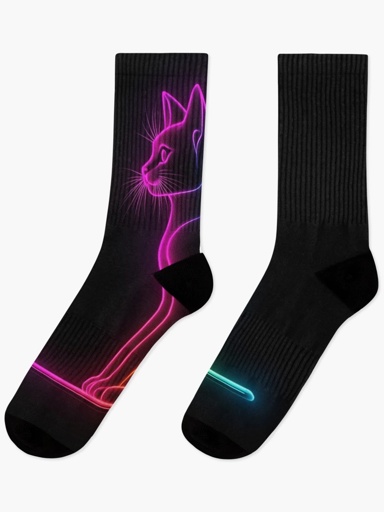 Thumbnail 1 of 5, Socks, Neon Cat designed and sold by Rtymer.