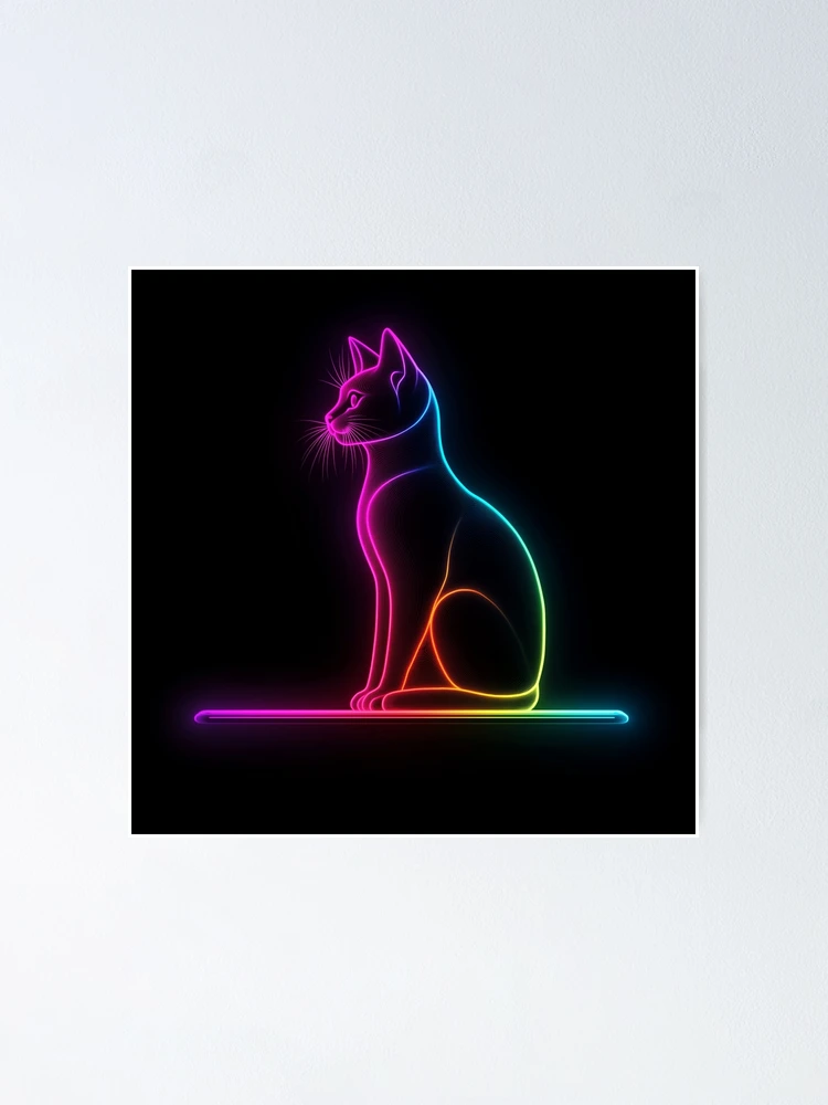 Thumbnail 1 of 3, Poster, Neon Cat designed and sold by Rtymer.