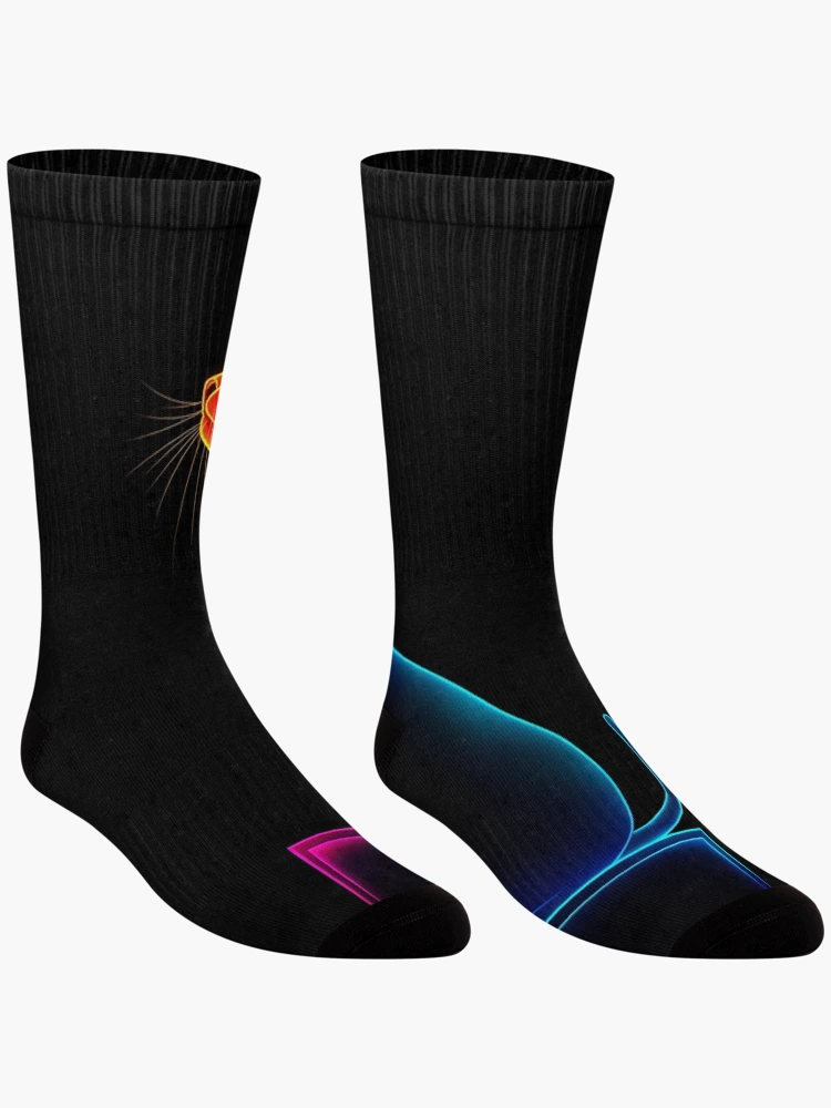 Thumbnail 3 of 5, Socks, Neon Cat designed and sold by Rtymer.