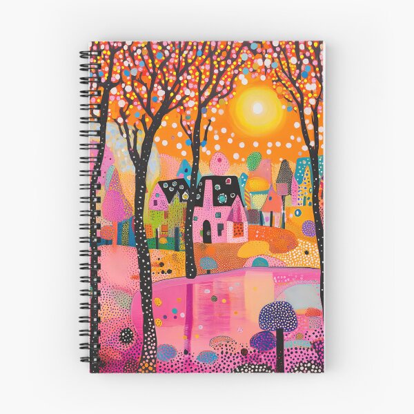 Item preview, Pink Wooded Lakeside Village designed and sold by Neika Shimm Designs.