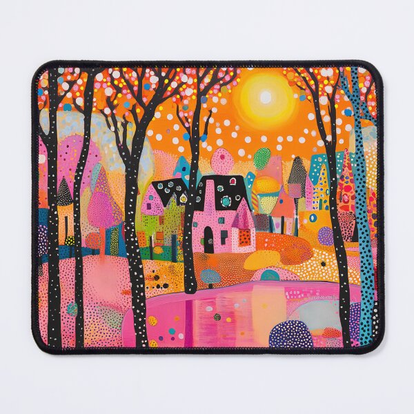 Item preview, Pink Wooded Lakeside Village designed and sold by Neika Shimm Designs.