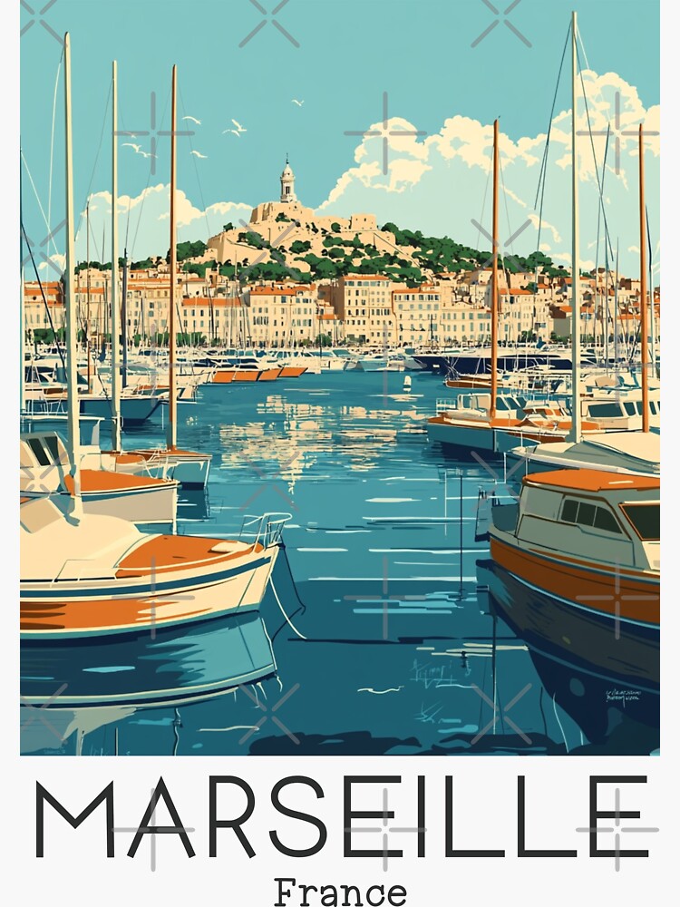A Vintage Travel Poster of Marseille - France  Sticker