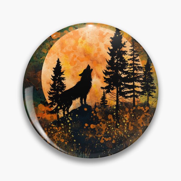 Artikelvorschau, Waldmond Heulender Wolf Orange/Grün entworfen und verkauft von BLTeesNmore.