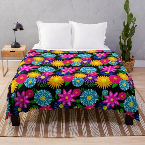Item preview, Black and Vibrant Flowers Bright Flowers designed and sold by Lorenza Krautkraemer Designs.