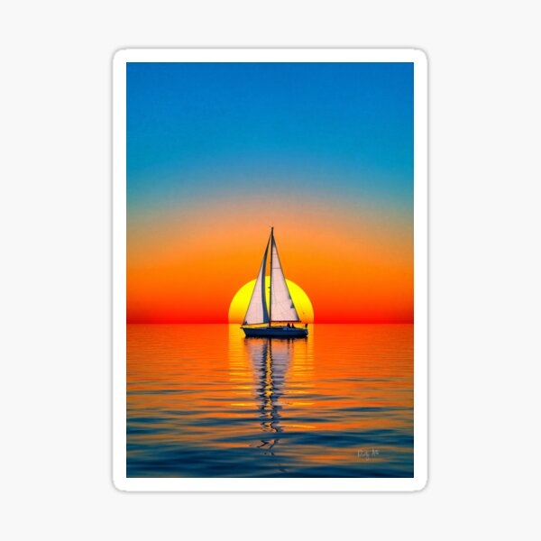 Item preview, Sailboat under vibrant sunset designed and sold by PrintyArts.