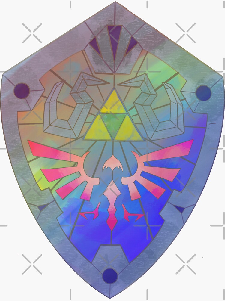 Thumbnail 3 of 3, Sticker, Stained Glass Hylian Shield designed and sold by Tadicus.