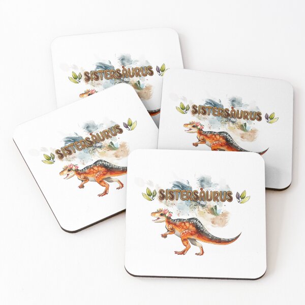 Item preview, Adorable Girl Dinosaur with Flower Wreath and 'SISTERSAURUS' Text designed and sold by bAIryBarn.