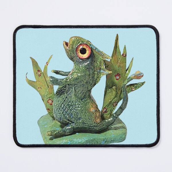 Item preview, Aquarian Amigo. Green with big red/yellow eyes. Fantasy Fish Friend surreal Fantasy Animal. Strike a pose. designed and sold by Vicki Noble Art.