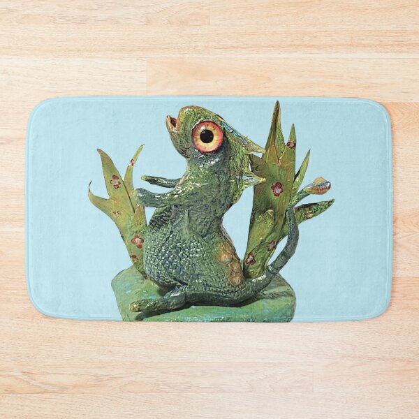 Item preview, Aquarian Amigo. Green with big red/yellow eyes. Fantasy Fish Friend surreal Fantasy Animal. Strike a pose.  designed and sold by Vicki Noble Art.
