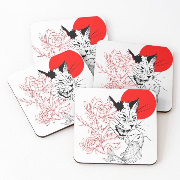 Item preview, Cat carp Japan flowers designed and sold by Yorokobi-shop.