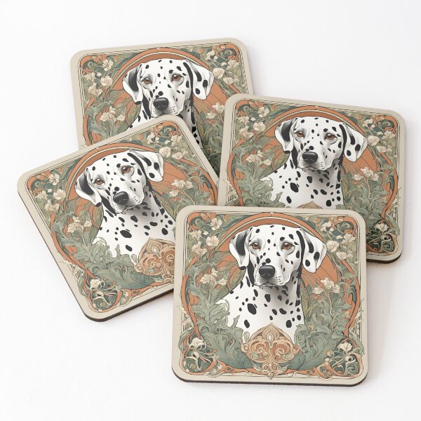 Item preview, Art Nouveau Dalmatian dog breed floral design designed and sold by LumiLemon.