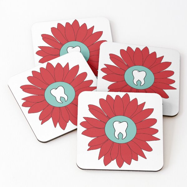 Item preview, Red & Mint Green Flower Tooth designed and sold by thehippiehygienist.