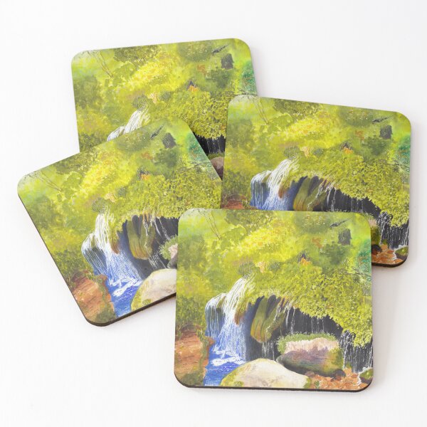 Item preview, Rainforest Waterfall Watercolor and Acrylic designed and sold by The Elderberry Blossom.