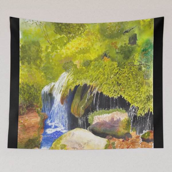 Item preview, Rainforest Waterfall Watercolor and Acrylic designed and sold by The Elderberry Blossom.