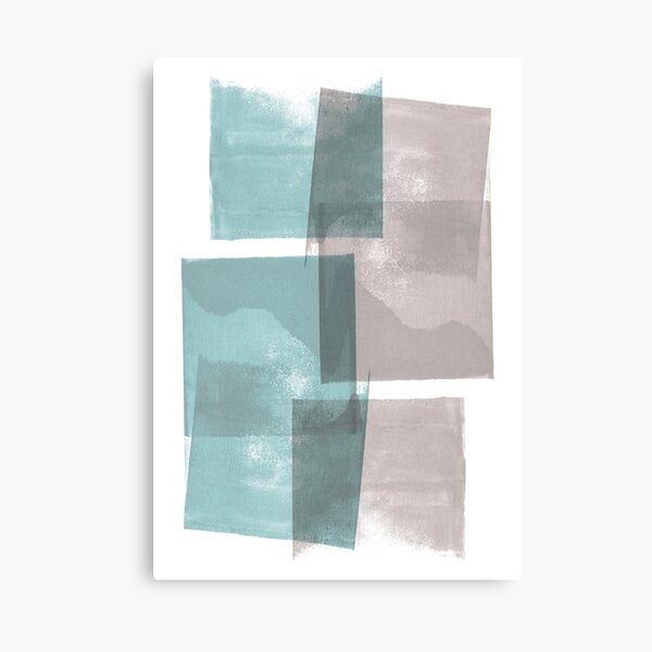 Modern Geometric Abstract Turquoise and Grey Canvas Print