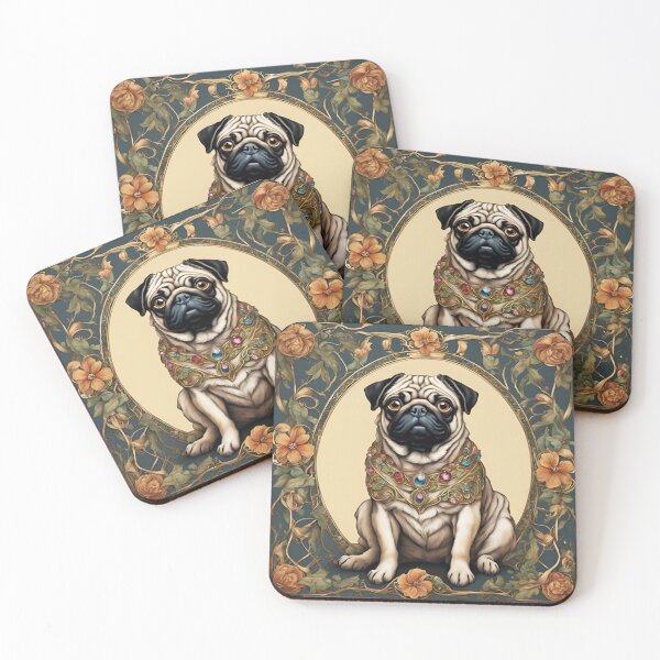 Item preview, Art Nouveau Royal pug gem-adorned floral design designed and sold by LumiLemon.