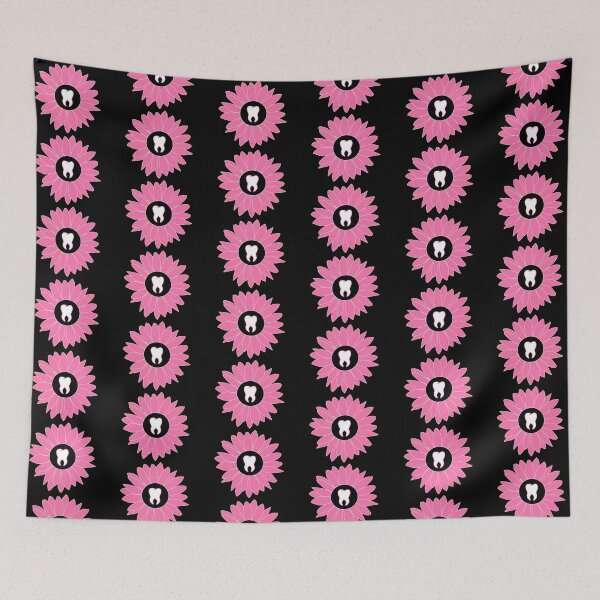 Item preview, Pink & Black Flower Tooth designed and sold by thehippiehygienist.