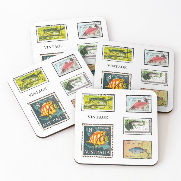 Item preview, Vintage Fish Stamp Postage Stamp Sticker Pack Cute Artwork designed and sold by CBCreations73.