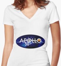 The NASA Apollo 50th anniversary logo Women's Fitted V-Neck T-Shirt