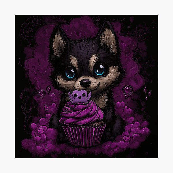 Item preview, Cute Wolfdog With A Cupcake designed and sold by Nocturne  Paws.