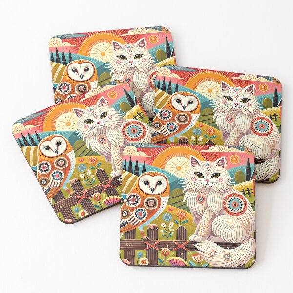 Item preview, Friendly Owl and Cat designed and sold by alw951.
