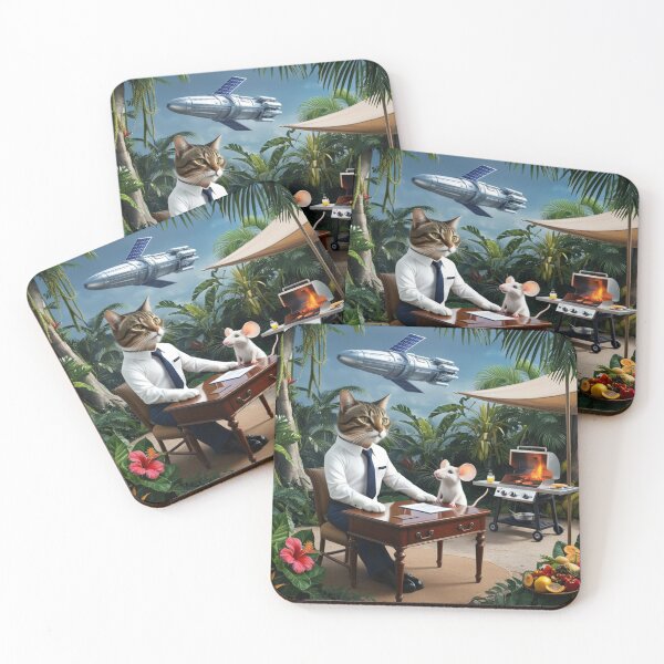 Item preview, Tropical Job Interview Cat Boss Mouse Scene designed and sold by Dream Output .
