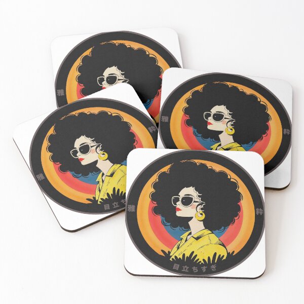 Item preview, Retro Afro Woman Art with Japanese Vibes | Bold 70s Aesthetic designed and sold by GALUMARKET.