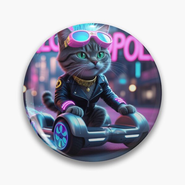Item preview, Neon Punk Cat on Hoverboard designed and sold by SnipFits.