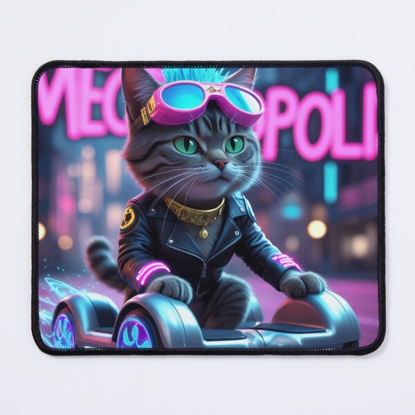 Item preview, Neon Punk Cat on Hoverboard designed and sold by SnipFits.