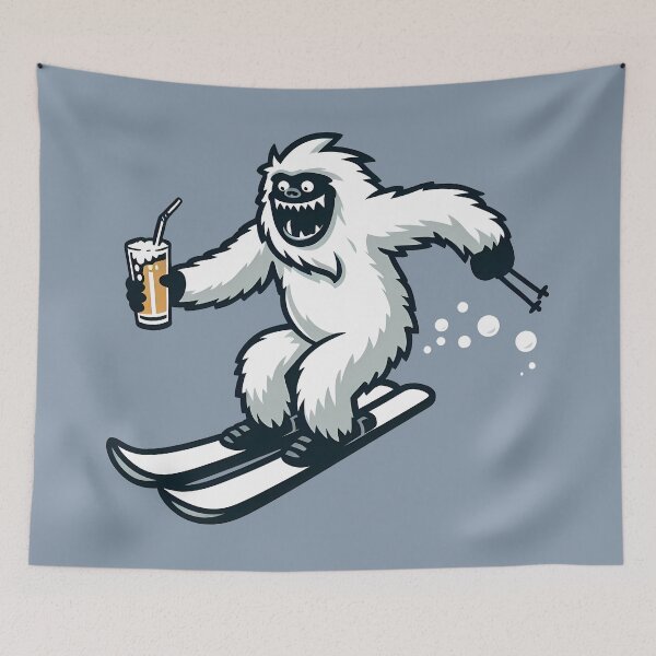 Item preview, Yeti Skiing designed and sold by Funny Vintage Stickers And T-Shirts.