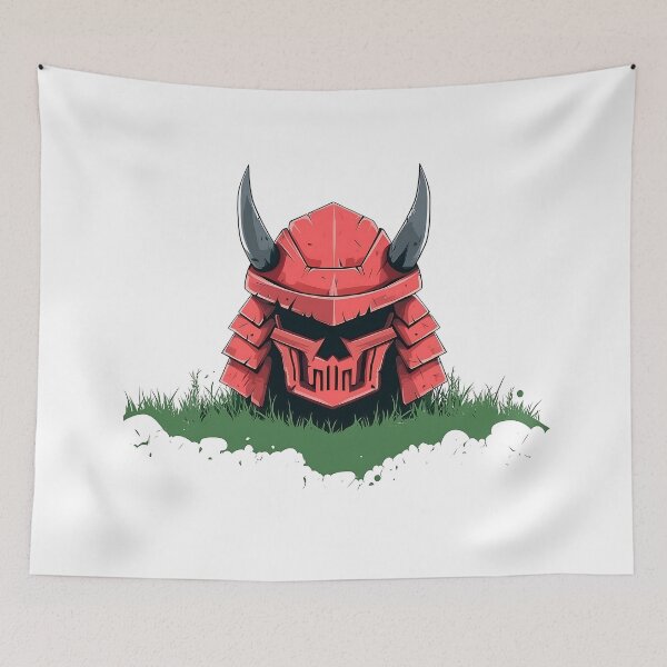 Item preview, Red Samurai Helmet Vector Art designed and sold by GoldenTealArts.