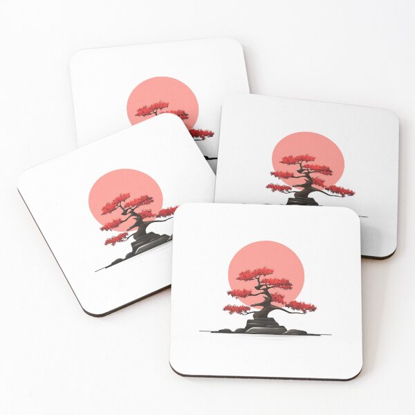 Item preview, Minimalist Red Bonsai Tree Illustration designed and sold by GoldenTealArts.