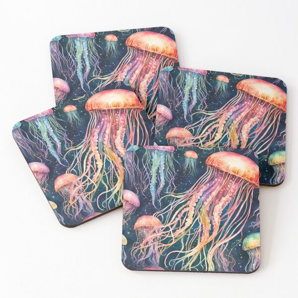 Item preview, Rainbow Watercolor Sea of Jellyfish designed and sold by ScorpioSunStudio.