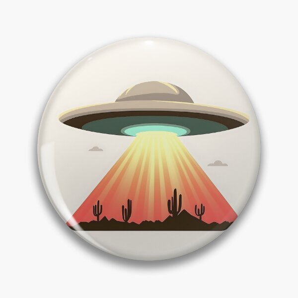 Item preview, UFO Desert Landscape Vector Logo designed and sold by GoldenTealArts.